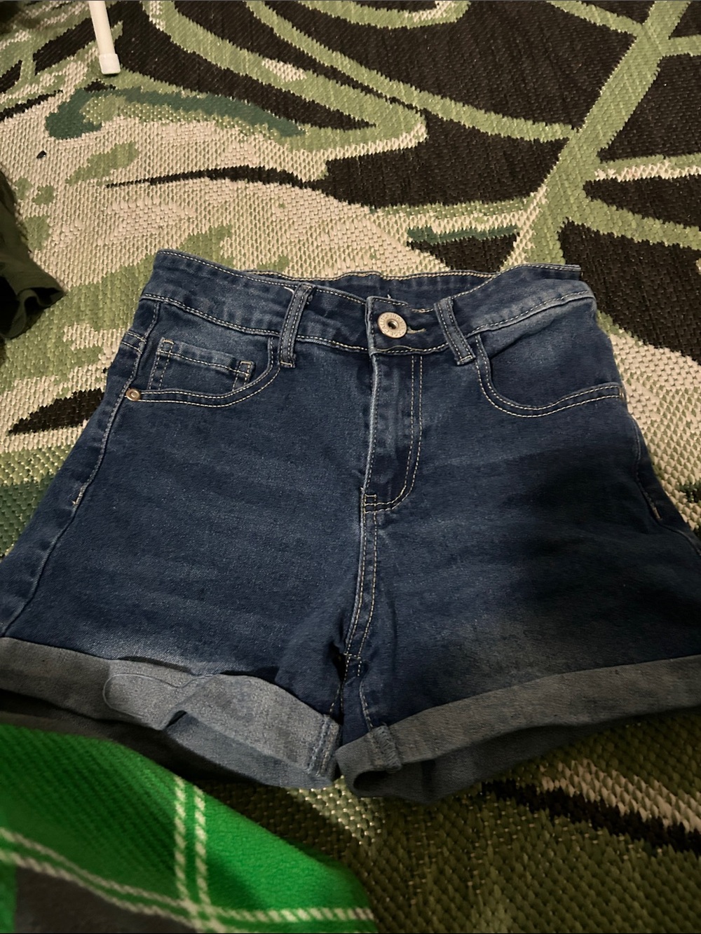 Dark Blue Denim High-Rise Women's Shorts